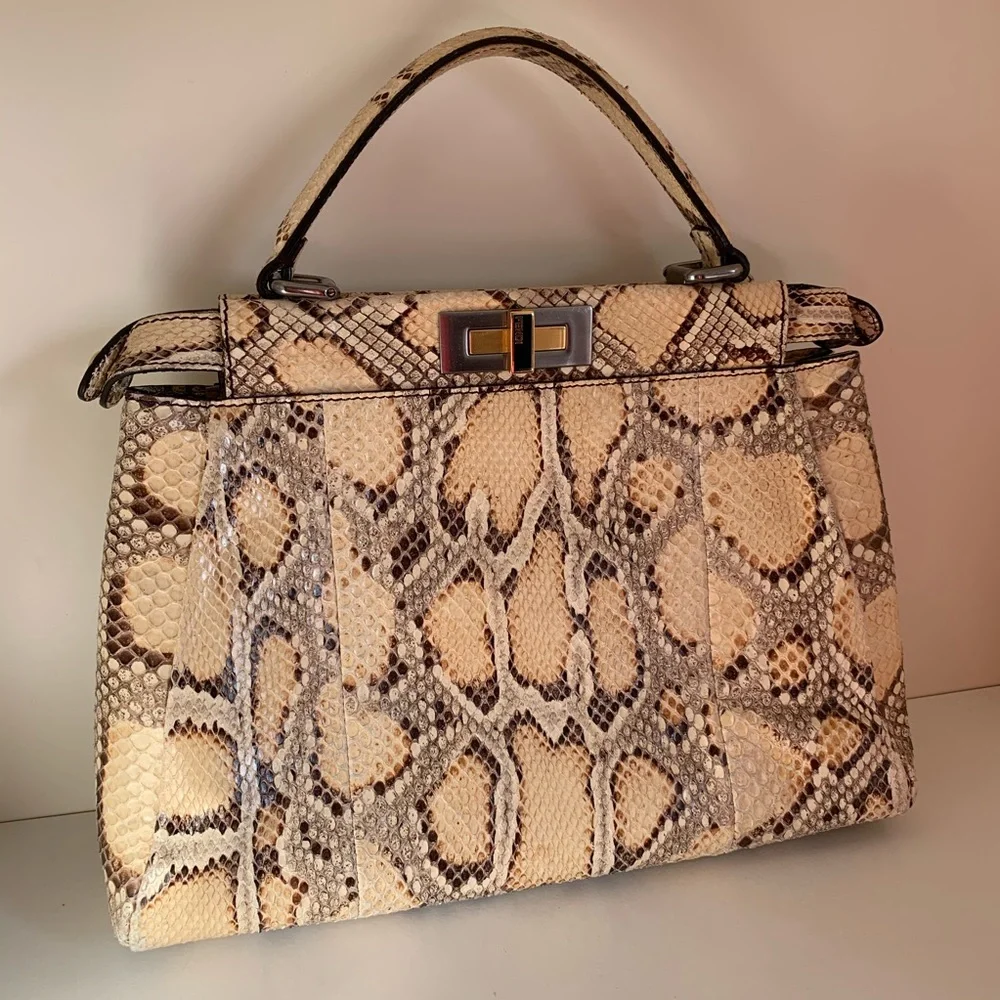 Fendi python peekaboo handle bag crossbody